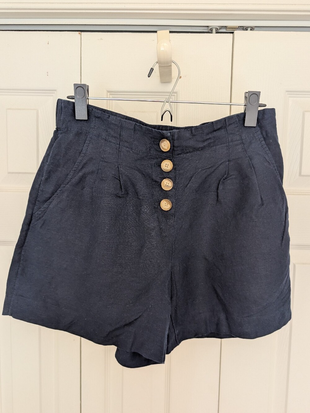 LOFT Navy High Rise Exposed Button Fly Shorts Small Boho